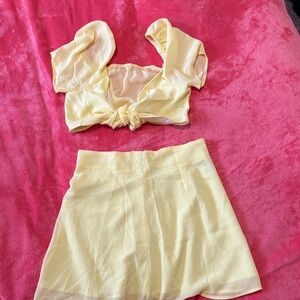Elegant Yellow Skirt Set